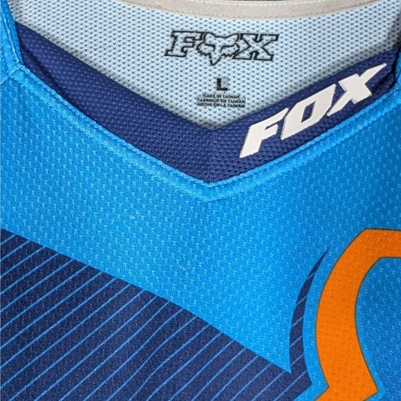 Fox Racing Motocross Jerey Mens Large Orange Blue Long Sleeve Racing - Picture 3 of 6